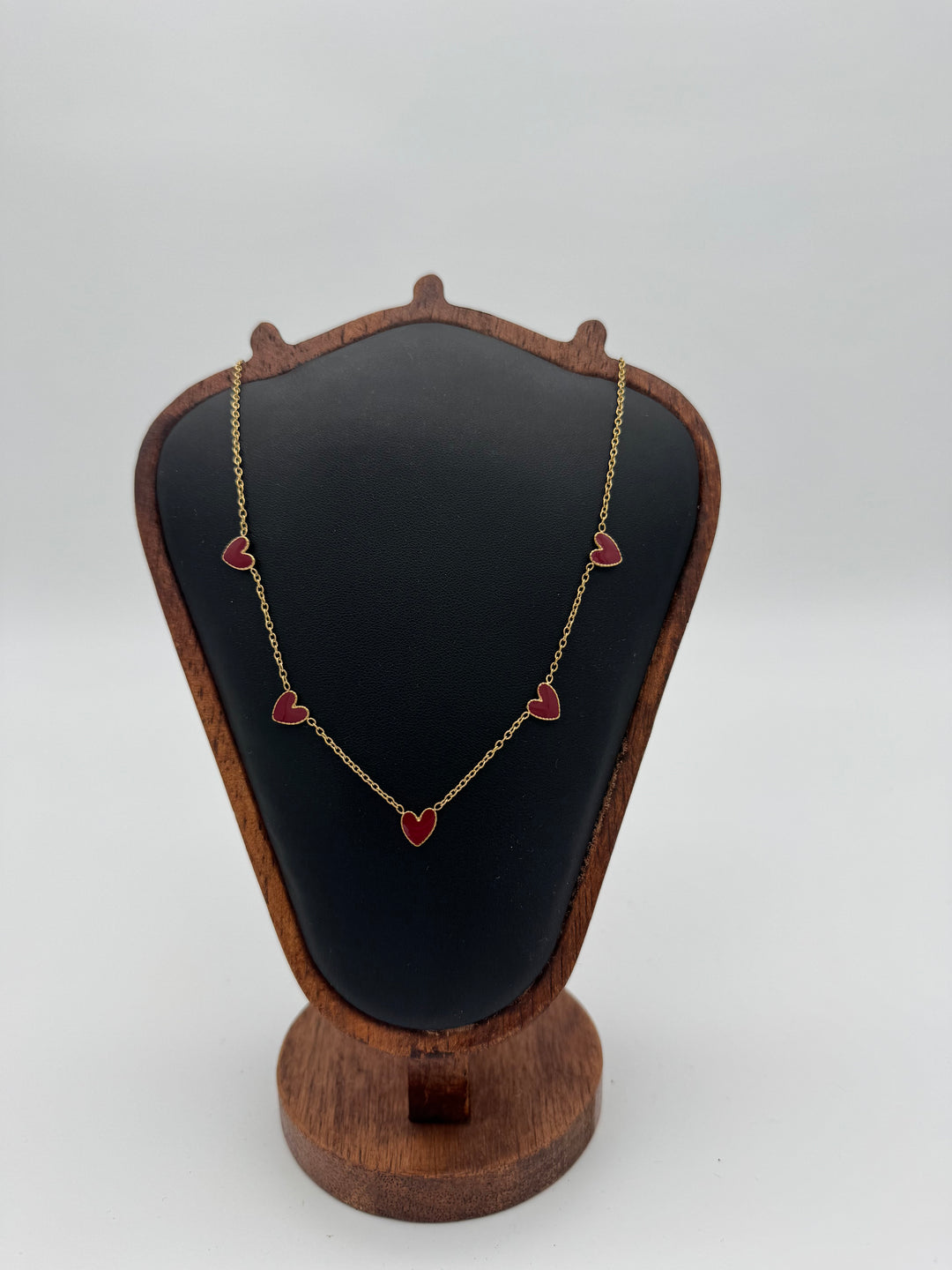 Collier cœurs bordeaux